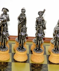 Jeu d'Échecs Napoléon - Échiquier en bois effet laiton avec rangement intégré & Pièces en métal
