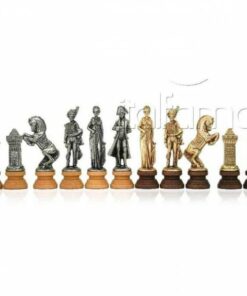 Jeu d'Échecs Napoléon - Échiquier en bois effet laiton avec rangement intégré & Pièces en métal