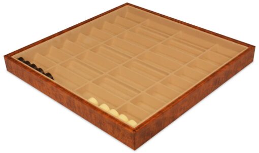 Jeu d'Échecs Flowered - Échiquier - Backgammon et Jeu de dames en similicuir & Pièces d'échecs en métal