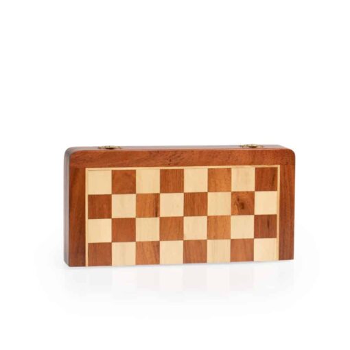 Jeu d'Échecs & Dames de voyage magnétique - Échiquier en bois & Pièces d'échecs et de dames en bois