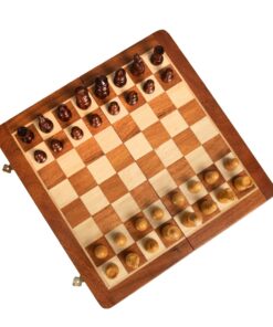 Jeu d'Échecs & Dames de voyage magnétique - Échiquier en bois & Pièces d'échecs et de dames en bois