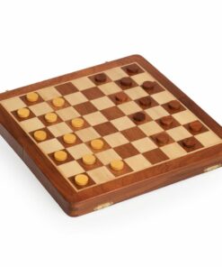 Jeu d'Échecs & Dames de voyage magnétique - Échiquier en bois & Pièces d'échecs et de dames en bois