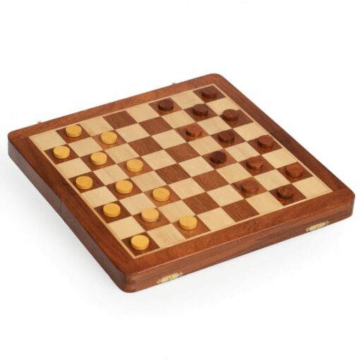 Jeu d'Échecs & Dames de voyage magnétique - Échiquier en bois & Pièces d'échecs et de dames en bois