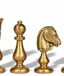 Jeu d'Échecs Oriental - Échiquier en bois et Albâtre de Toscane avec tiroir & Pièces en laiton massif