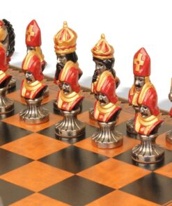 Jeu d'Échecs Moncada - Échiquier - Backgammon et Jeu de dames en similicuir & Pièces en métal peintes à la main