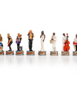 Jeu d'Échecs Jazz vs Rock - Échiquier en similicuir & Pièces en résine
