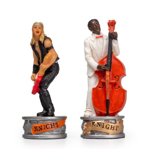 Jeu d'Échecs Jazz vs Rock - Échiquier en similicuir & Pièces en résine