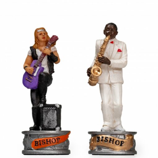 Jeu d'Échecs Jazz vs Rock - Échiquier en similicuir & Pièces en résine