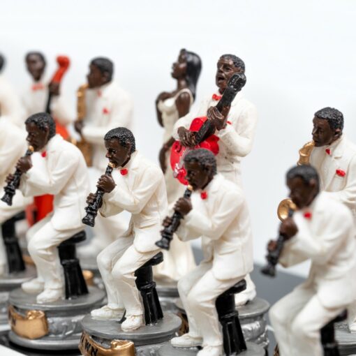 Jeu d'Échecs Jazz vs Rock - Échiquier en similicuir & Pièces en résine