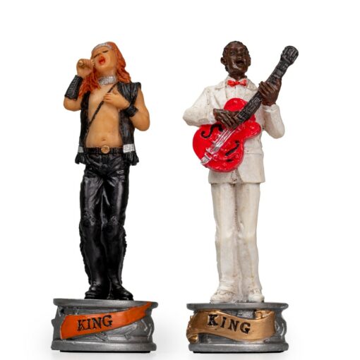 Jeu d'Échecs Jazz vs Rock - Échiquier en similicuir & Pièces en résine